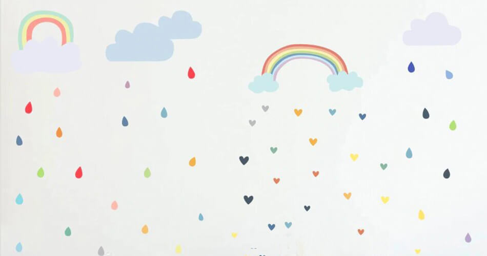 lluevia de colores nube arcoiris vinilo vinyl niños habitacion