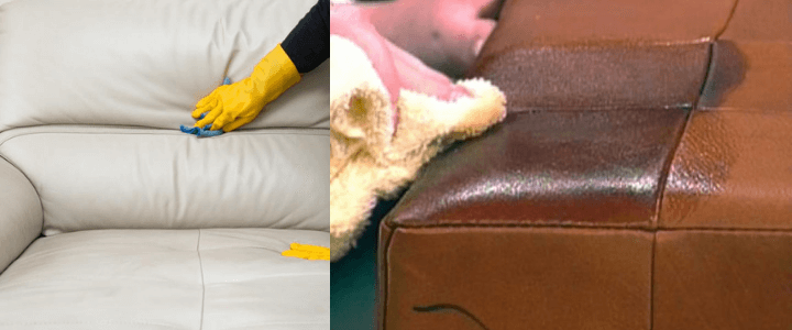 limpiando sofás de cuero